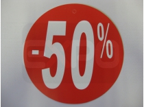 Papierová guľatá ceduľka 24cm '-50%'